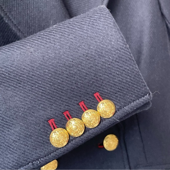 Veronica Beard Port DB Dickey Coat Jacket Navy Blue Wool Blend & Gold Button 2 - Picture 4 of 11